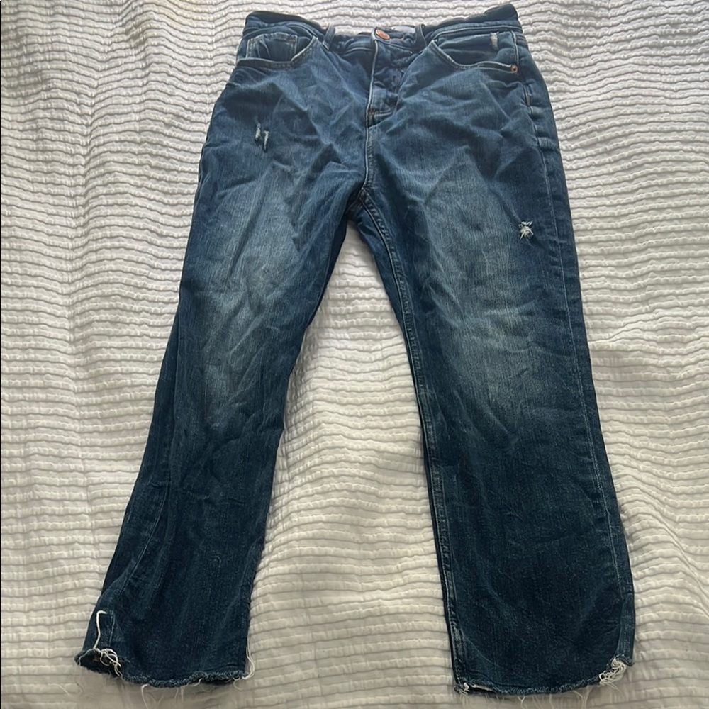 Ankle Cropped Blue Jeans